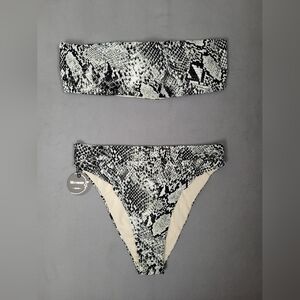 Mooncore Women's Two Piece Bikini Set Tube Top Swimsuit Animal Print Large